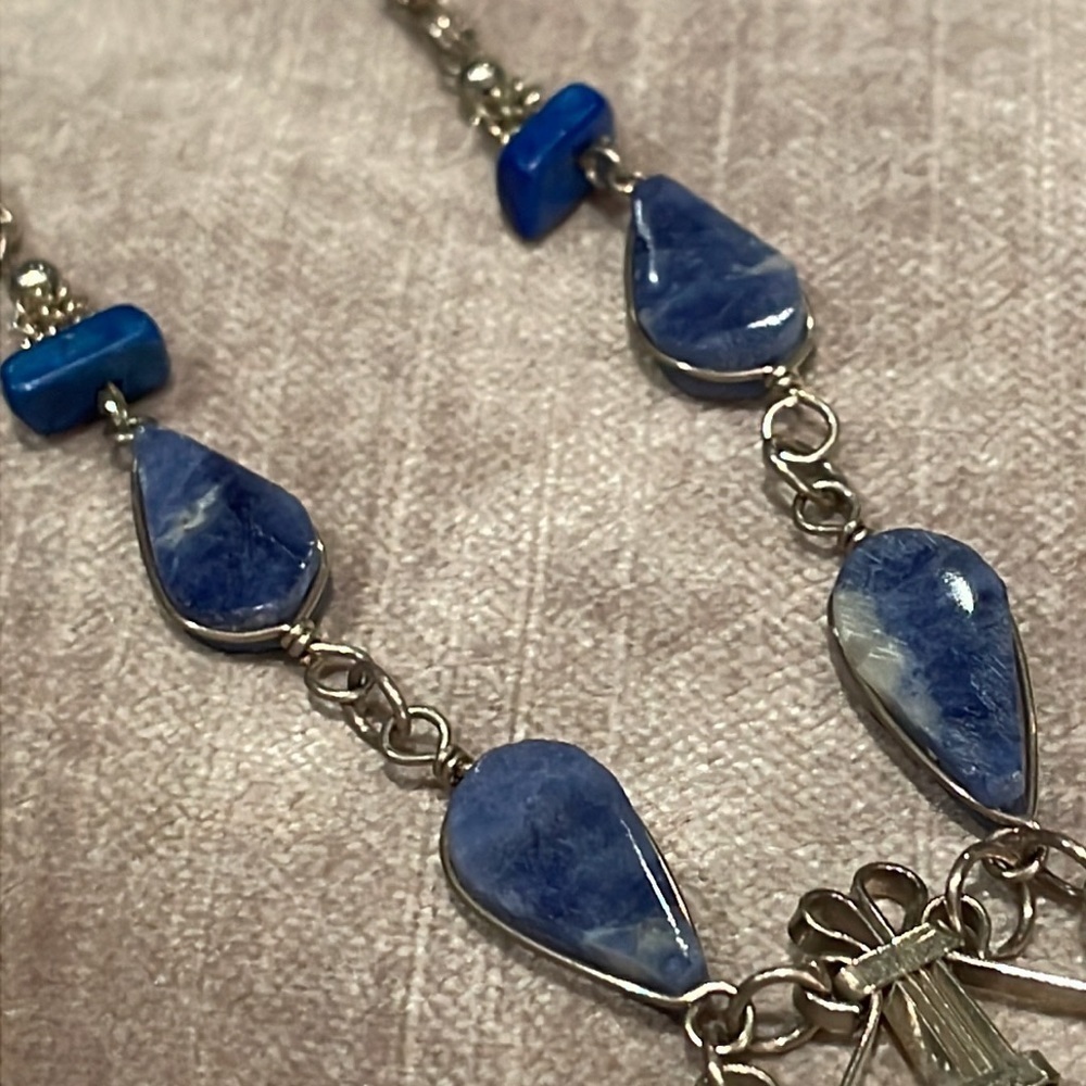 Southwestern Natural Blue Gemstone Necklace - Picture 4 of 8